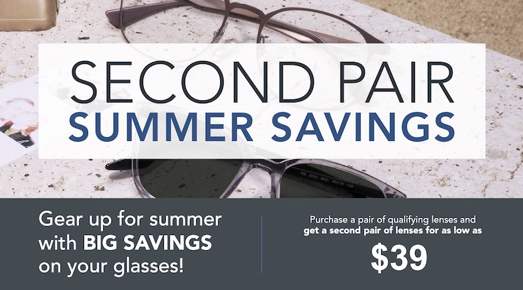 Purchase a pair of qualifying lenses and get a second pair of glasses for as low as $39